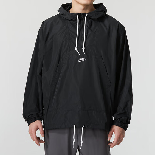 Nike (Nike) Sweatshirt Men's 2025 Spring New Sportswear Wovens Breathable Half Zipper Men's Pullover FN3893-010 Black XL