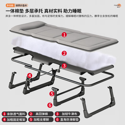 OQB alemán Seiko plegable Singles Office Break Artifacto Casa simple Camedilla pequeña Matrimonio portátil Acompañamiento de adultos [colchón de 75 cm con reposacabezas] gris claro