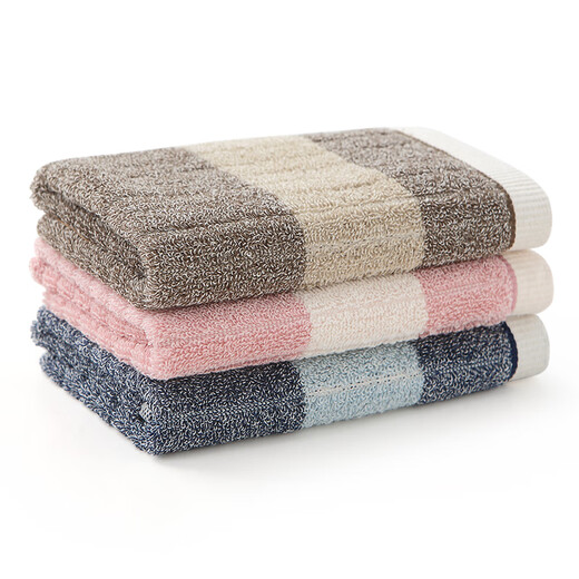 Jieyu three-pack Vosges pure cotton small square towel, soft absorbent face towel, light warm type A small towel, light warm square towel, 1 each in blue, pink and brown, 34x35cm