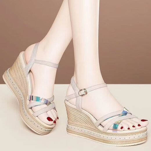 Red Dragonfly Heeled High Heel Sandals for Women in Summer 2025 New Fashionable Sponge Cake Thick Sole Waterproof Platform One-Black Fish Mouth Women's Shoes Black 35 Standard Size