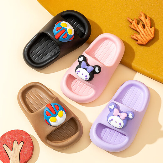 Miaoyoutong children's slippers for boys and girls soft-soled indoor beach sandals baby non-slip bathing sandals summer purple 15.5 (size 24-25) inner length about 15.5cm