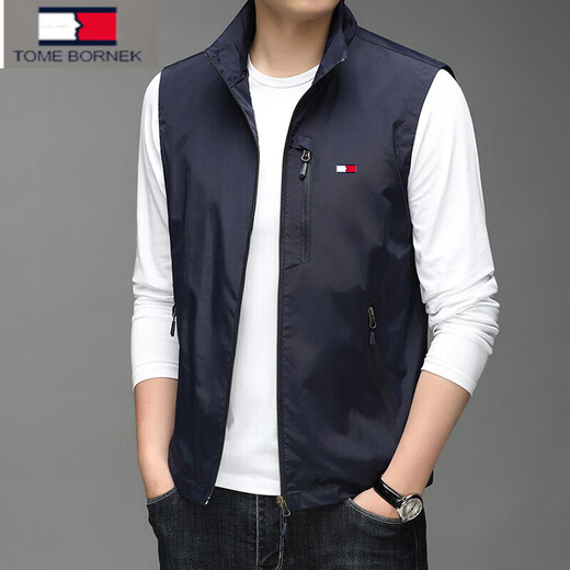 Tommy Hee Kelly Tommy Men's Men's Spring and Automne Automne Mink Stand-Link Veste Veste gilet extérieur Tendance de gilet sans manches décontracté polyvalent 686 Kaki L [Poids suggéré 115-130 Jin [Jin est égal à 0,5 kg]]]