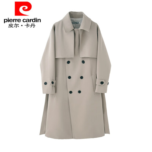 Pierre Cardin International Brand Spring and Autumn coreano y británico Windbreaker Jacket Fashion Men's Modion. Cubra larga tendencia de un solo pecho algodón negro m