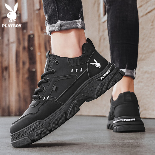 Playboy (Playboy) Chaussures masculines 2025 Chaussures d'été pour hommes Chaussures de travail décontracté pour hommes Bottes Martin à la mode à la mode noir 41