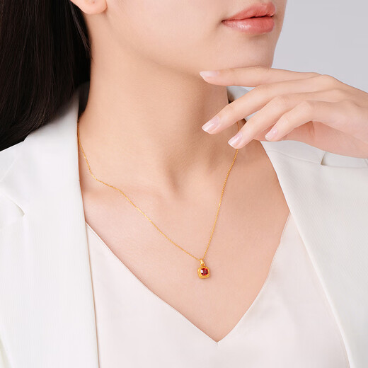 Trendy Acer to Simple Small Sugar Cube Crystal Peridot Yellow 18K Gold Pendant for Girlfriend Birthday Gift Garnet Single Pendant