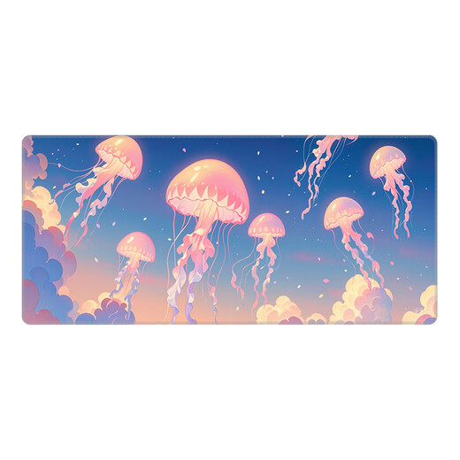 Three-color cat mouse pads with super large 2D landscape office desk pads gaming e-sports computer keyboard pads student dormitory writing mats can be customized high-value thickened lock edge anti-slip 12808 jellyfish 90 cm x 40 cm x 4 mm