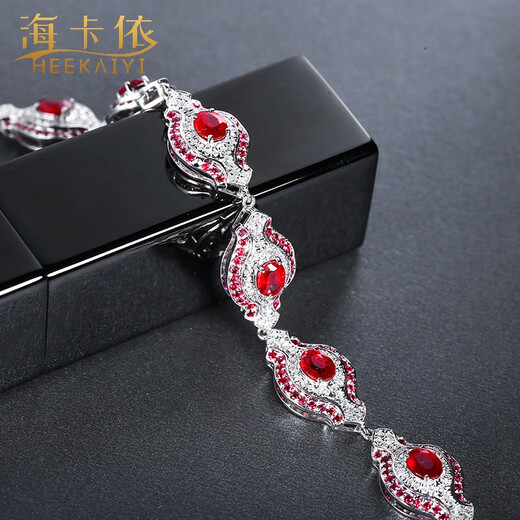 Haikai Bracelet Women's Pigeon Blood Ruby Bracelet Luxury Jewelry Valentine's Day Birthday Gift for Wife Pigeon Blood Ruby Bracelet (4.27ct/Selected No Burning)