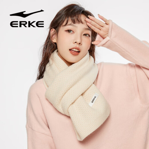 Hongxing Erke Dragon Year Scarf Women's Autumn and Winter Comfortable and Coldproof Versatile Couple Thick Warm Wool Knitted Scarf Men's Almond Rice