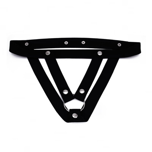 OLO chastity lock auxiliary belt men's cb lock lifting belt men's thong double D style three-way anti-fall cb lock V-shaped auxiliary belt - black