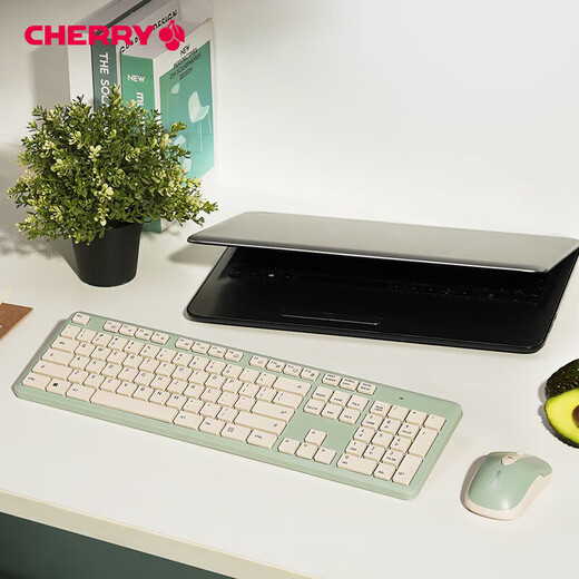 CHERRY Cherry DW2300 Key and Mouse Set Wireless Keyboard and Mouse Set Computer Office Business Full Size Light Sound Film Keyboard Slim Office Supplies WF13B DW2300 Key and Mouse Set Fruit Green