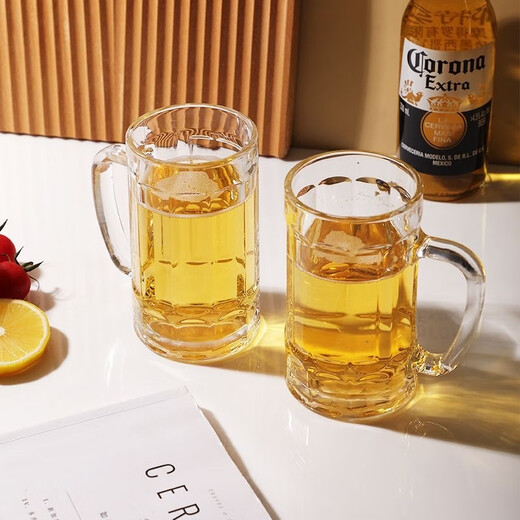 Vinoa summer large-capacity thickened draft beer mug heat-resistant glass household beer mug living room with handle 350ml beer mug*1