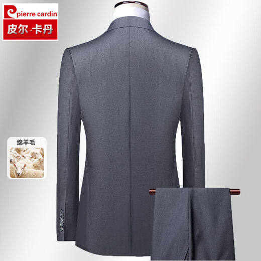 Pierre Cardin wool suit suit men's groom suit vest vest suit trousers complete set men's business formal suit gray P without slits suit + trousers + vest XL 180/50 size