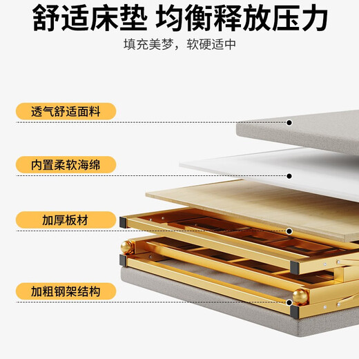 
HALODN Foldable Bed Household Foldable Simple Bed No Installation Office Lunch Bed Single Bed Rental Adult Iron Bed 1.2 meters [No Installation] White Rack Gray Soft Back Beijing Speed ​​Delivery Home
