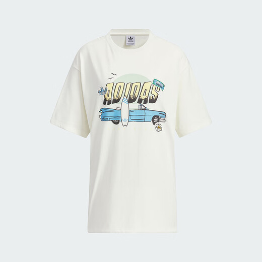 Adidas 阿迪达斯  SMR GFX TEE SS三叶草夏女子运动短袖T恤T桖 IW6296 2XL