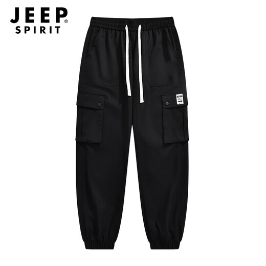 JEEP SPIRIT overalls men's autumn leggings pants men's classic trendy sports pants men's loose casual pants men's black 4XL