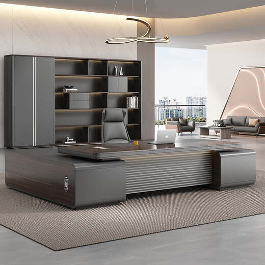 Chengyu boss desk office desk simple modern light luxury leadership office desk and chair combination president executive desk 2.2m double side cabinet + 2.4m background cabinet + boss chair