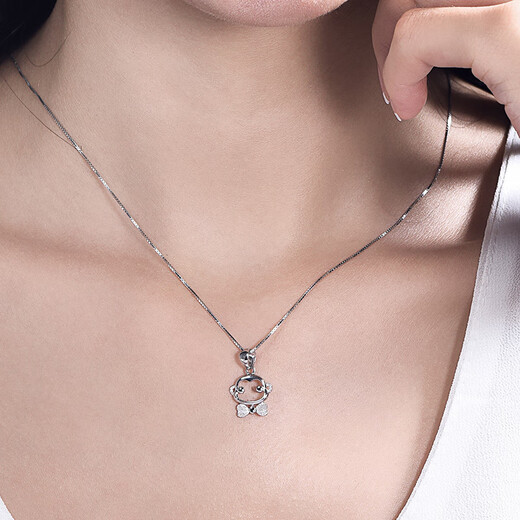 Pt.Charm new product Zodiac Oath Monkey platinum pendant fashionable women's pendant birthday gift for girlfriend platinum necklace If it is not in stock, it can be customized. Take 1.5g as an example