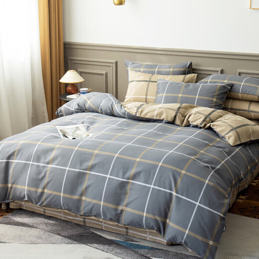 Duokei pure cotton four-piece simple bedding set double cotton quilt cover sheets 1.5 meters bed 203*229cm