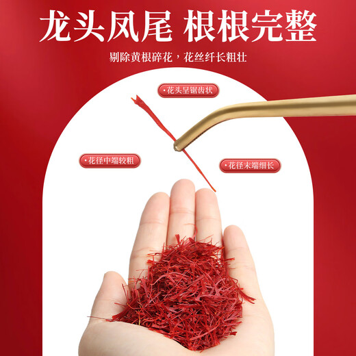 Tongrentang (TRT) saffron filaments full red handmade selection of saffron flowers for women soaking in water and elders give their girlfriends 2g gifts