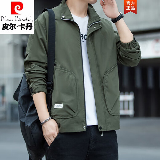 Pierre Cardin Chaqueta de la solapa espesa Spring y Autumn New Men's Clothing más grasa más tops más grandes Soporte casual de collar de moda Hombres negros 719 más estilo grueso L 105-115Jin [Jin equivale a 0.5 kg]