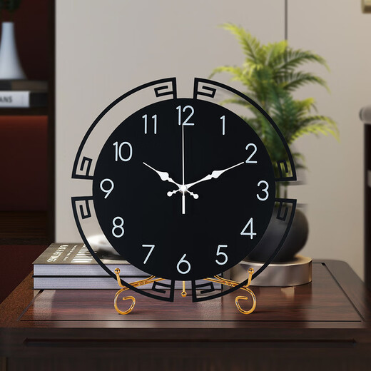 Puduo Clock Decoration HOME DECOR New Chinese Style Table Clock Living Room Desktop Pendulum Clock Art Clock Table Clock TV Cabinet Atmospheric Internet Celebrity Ornament Desktop Clock Large Size 30*32cm