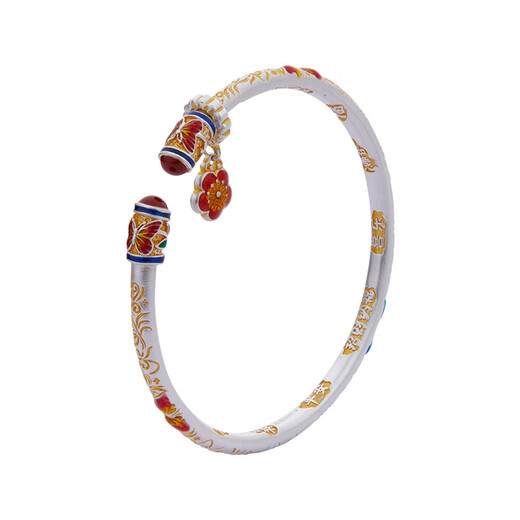 Shunqing Yinlou pure silver 9999 icing on the cake bracelet. Versatile national trend new Chinese style gold tracing technique. Give your girlfriend a holiday gift. icing on the cake bracelet about 25 grams.