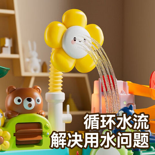 趣然儿童洗碗机循环出水宝宝洗手盆电动厨房洗菜池益智仿真过家家玩具 【电动款】粉色火山喷雾洗碗机