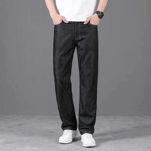 Jeep Spirit Jeep haut de gamme en soie glace jeans masculin d'été mince droite lâche 2025 Nouveau pantalon masculin décontracté.