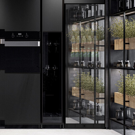 EREMITE 400 depth ultra-thin embedded red wine cabinet constant temperature wine cabinet beverage cabinet tea refrigerator cabinet wine storage cabinet sideboard wine cabinet 1.79 meters black glass door red wine cigar integrated 235L