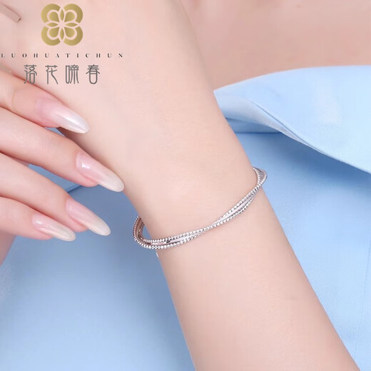 Luo Hua Cing Chun new PT950 fashionable laser bead platinum bracelet. Platinum shiny bracelet with adjustable opening. About 4mm thick. Platinum laser bead bracelet.