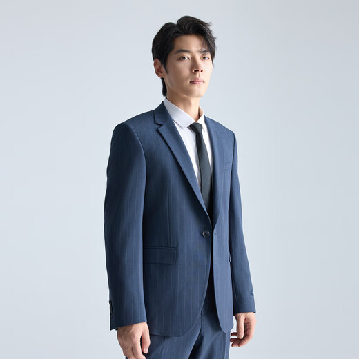 Lilang double stretch striped suit men's moisture-absorbent breathable fashion suit suit gray blue 170A