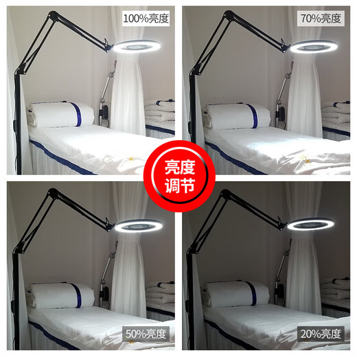 枫岚情 FENGLANQ纹绣灯美容灯美甲美睫纹眉落地灯110VLED照脸睫毛纹身工作灯 黑色25瓦调光调色配手机夹