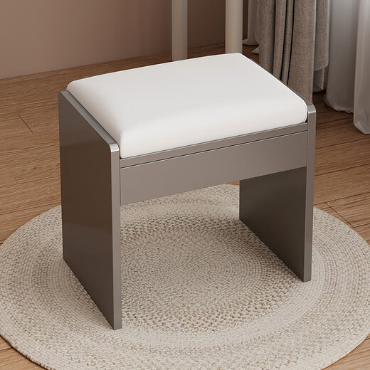 Xunqiao Makeup Chair Home Girls Bedroom Dressing Table Stool Petal Chair Makeup Stool Light Luxury Manicure Backrest Chair Light Gray + White Leather (Dressing Stool)