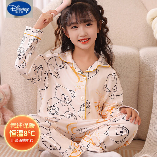 Disneys neuer Herbst- und Winterdeutscher Samt verdickte Pyjama für Mädchen mit mittlerer Kinder mit mittlerer Kinder warmer Hauskleidung für Kinder, Anzug eines deutschen Samtes 9901 170 Größe 8 Empfohlene Höhe 95-105 cm