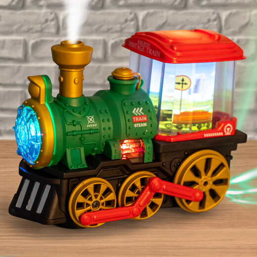 Chisen Children's Electric Spray Dampf Train Toy Universal Locomotive Model Boys San Stoßfänger Auto 1-3 Elektrische Universal Spray Train-Green QB-34 Batterieausgabe + 3 Abschnitte 5 + Schraubendreher