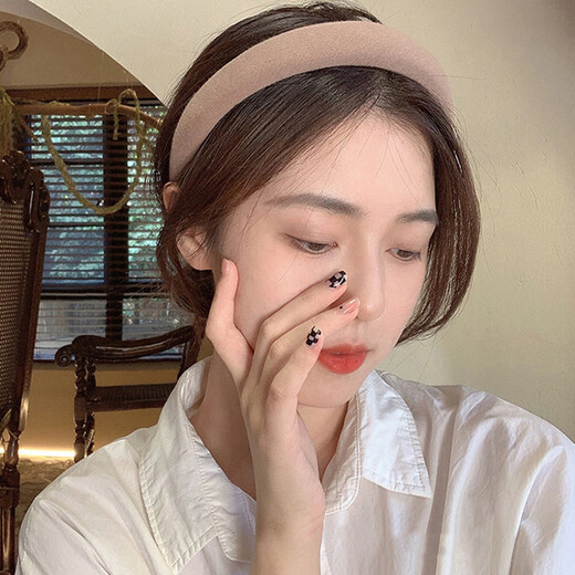 Jieweiyi high skull wide-brimmed sponge hairband women's French broken hair organizer face wash pressure hairband hairpin red headdress BHFG#29 dark coffee color