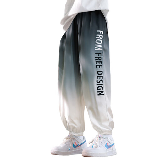 McTicco boys ice silk quick-drying pants for summer children 2025 new summer mosquito-proof pants large children's sports pants summer thin 9767 black + 5725 gradient [set] 130 130cm