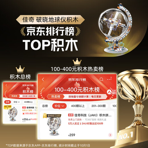
Jiaqi Technology (JAKI) building block assembly dawn globe space station model children's toys adult boy and girl birthday gift