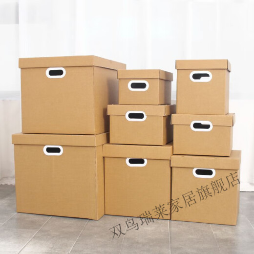 Vinoa Kraft Paper Moving Box Paper Storage Box Storage Organizing Clothes Storage Box Book Document Archive Box [Model Z2] Model 84L57.541 Thickened 1 Pack [Plastic Buckle Hand] + [Pad
