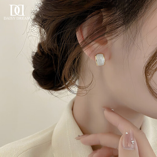 DAISY DREAM925 silver needle French dripping glaze earrings for women 2025 new style small fragrance light luxury high-end earrings retro enamel earrings enamel earrings