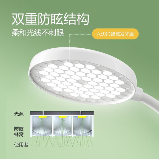 公牛（BULL）插座台灯阅读灯学习专用护眼学生宿舍书桌插电小夜灯带接线板 插座台灯二合一 五孔+两孔-1米