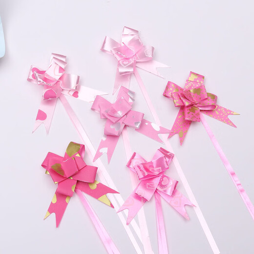 Dongzhitiandi hand-drawn flower bow ribbon decoration gift gift packaging strap flowers DIY wedding candy box hand-tie souvenir small love style hand-drawn flower 100 pieces [multi-color]