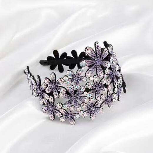 Mrs. Win (Mrs win) wide-brimmed flowers to cover white hair artifact, flower blossoms, rich and noble pressure hairpins, hairpins, rhinestone anti-slip headband, headband, headband, white hair cover - ink gray B05-104