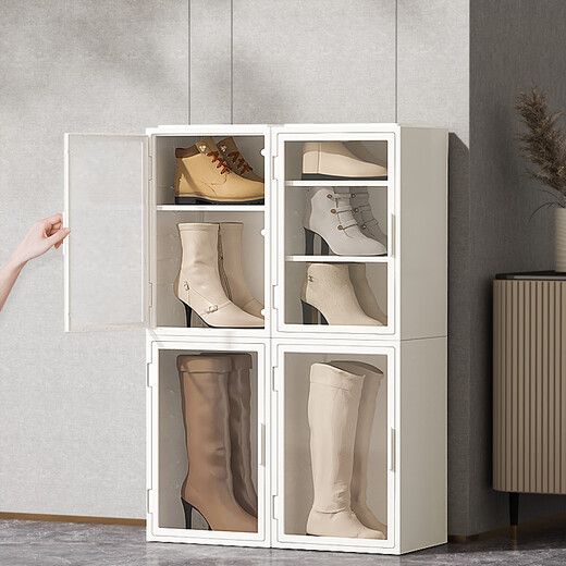 Resistant and unrestrained long-tube over-the-knee short boots shoe box storage box shoe rack shoe cabinet shoe storage cabinet artifact transparent Moran White 2-piece discount for another 20 yuan 33.5x28x50cm