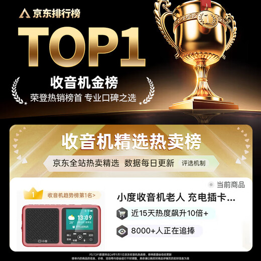 Xiaodu radio for the elderly, dedicated companion machine for the elderly, full-band high-end sound quality, multi-functional smart voice, birthday and New Year gift for the elderly, practical gift for grandparents, gift for elders, gift for elders, red