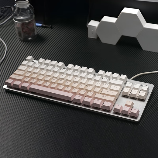
Logitech K835 wired mechanical keyboard game e-sports keyboard 84 key computer office keyboard personalized pbt keycap for boyfriend K835 sakura keycap [gradient version] single light blue axis