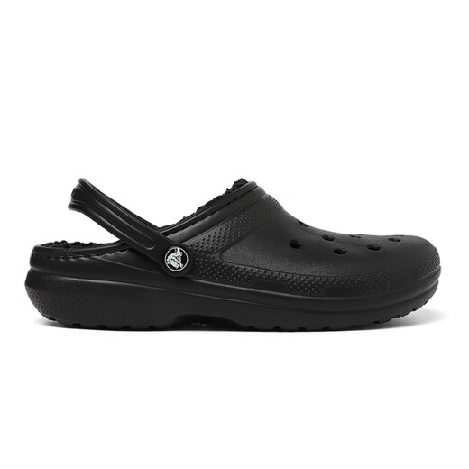 crocs卡骆驰儿童秋冬新款保暖洞洞鞋舒适家居冬季棉拖鞋207010_060 黑色 32 -33 (200mm)