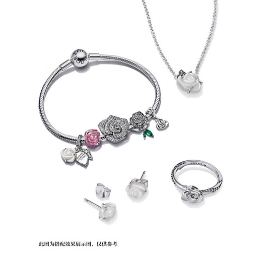 PANDORA Snow Reflecting Rose Earrings White Elegant High-end Fashion Niche Design Birthday Gift for Girlfriend