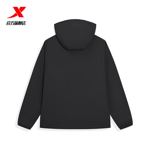 XTEP water-repellent top autumn and winter new men's jacket training suit outdoor cycling suit double-layer windbreaker sportswear 0104 regular-true black-three-proof technology L