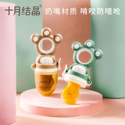 October crystal baby food bite bag fruit and vegetable music 6-12 months baby eating fruit food supplement molar stick 1 pack green